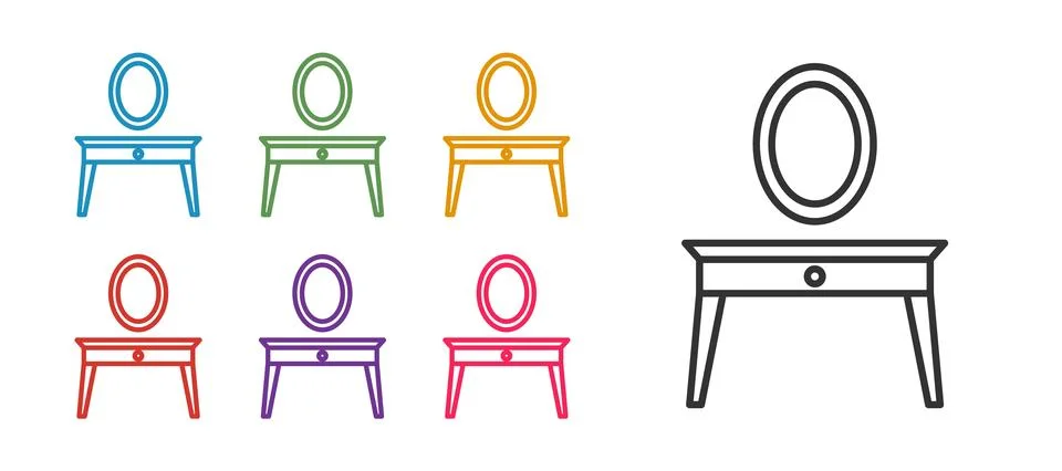 Set line Dressing table icon isolated on white background. Set icons colorful イラスト素材