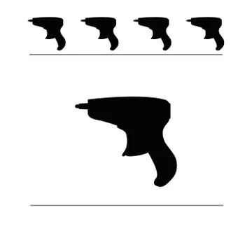 Set line drill icon isolated on white background. Vector Stock Illustration