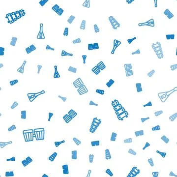 Set line Drum, Xylophone and Guitar on seamless pattern. Vector Stock Illustration