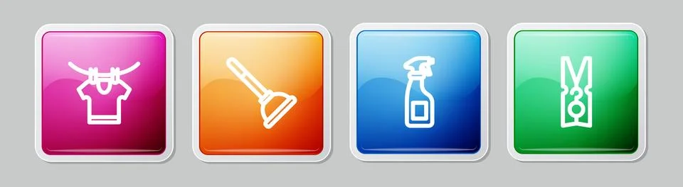 Set line Drying clothes, Rubber plunger, Cleaning spray bottle and Clothes .. Stockillustratie