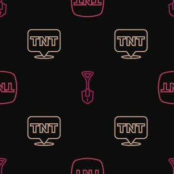 Set line Dynamite, and Shovel on seamless pattern. Vector Stock Illustration