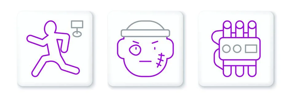 Set line Dynamite and timer clock, Murder and Bandit icon. Vector Stock Illustration