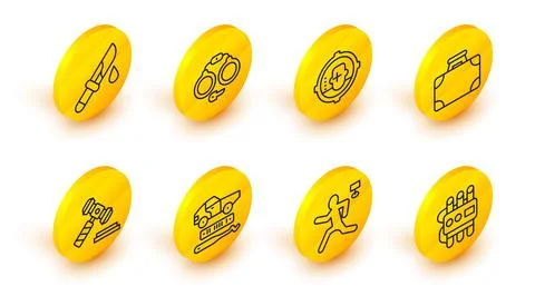 Set line Dynamite and timer clock, Murder, Car theft, Judge gavel, Briefcas.. Stock Illustration