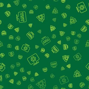 Set line Dynamite, Gem stone and Mine entrance on seamless pattern. Vector Stock Illustration