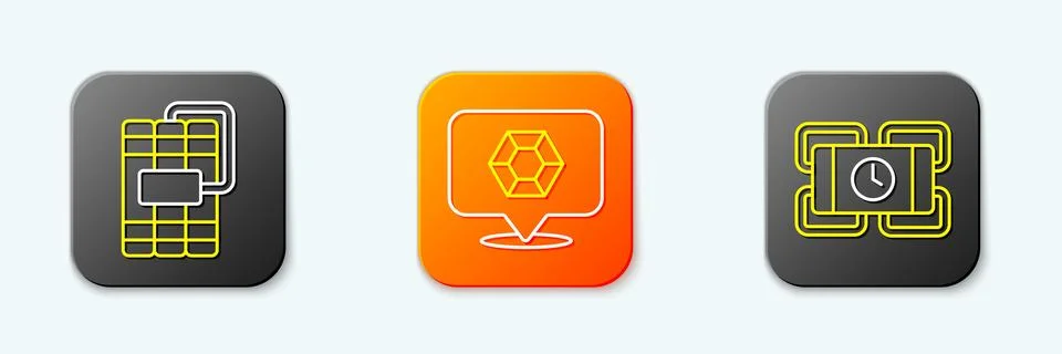 Set line Dynamite, Gem stone and  icon. Vector Stock Illustration