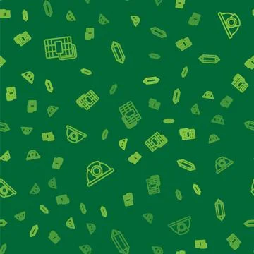 Set line Dynamite, Miner helmet and Gem stone on seamless pattern. Vector 스톡 일러스트
