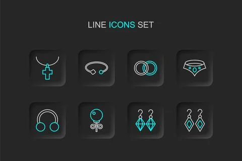 Set line Earrings, Stud earrings, Piercing, Necklace, Wedding, Bracelet jew.. Stock Illustration
