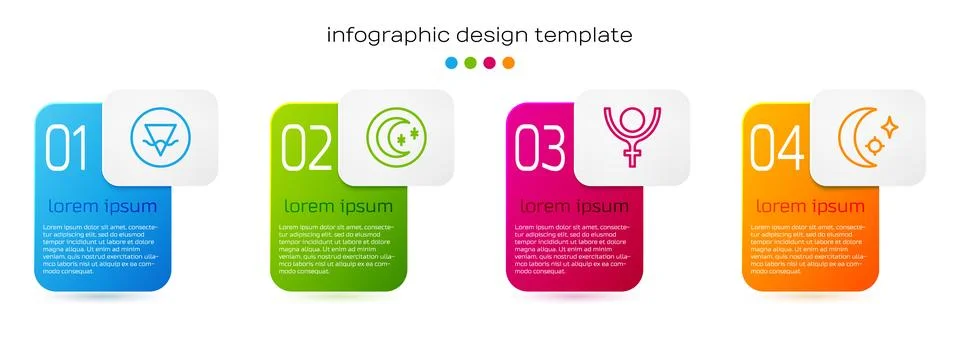 Set line Earth element, Moon and stars, Symbol Pluto and . Business infographic Stock Illustration