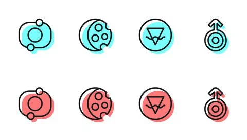 Set line Earth element, Solar system, Eclipse of the sun and Symbol Uranus icon Stock Illustration