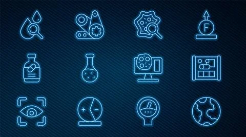 Set line Earth globe, Graphing paper for engineering, Microorganisms under Stock Illustration