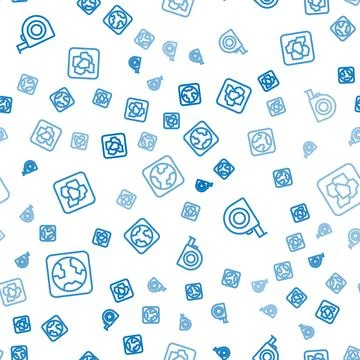 Set line Earth globe, Roulette construction and Gold nugget on seamless pattern Stock Illustration