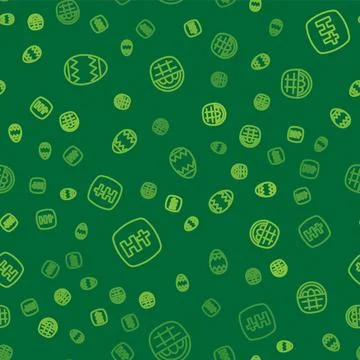 Set line Easter egg, Christian cross and Basket with easter eggs on seamless Stock Illustration