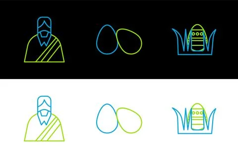 Set line Easter egg, Jesus Christ and eggs icon. Vector 스톡 일러스트