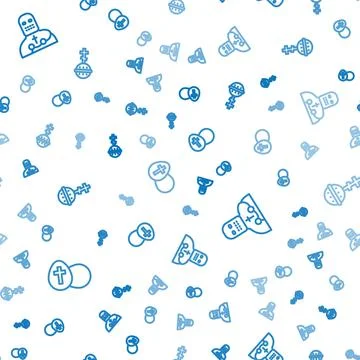 Set line Easter egg, Knight crusader and Christian cross on seamless pattern Illustrazione stock