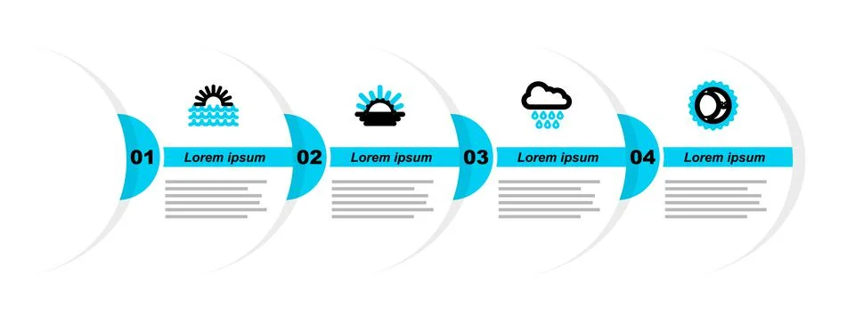Set line Eclipse of the sun, Cloud with rain, Sunset and icon. Vector Illustrazione stock