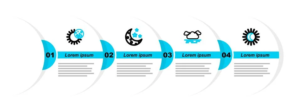 Set line Eclipse of the sun, Cloud, Moon and stars and icon. Vector 스톡 일러스트