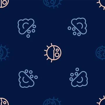 Set line Eclipse of the sun, Hail cloud and Day night cycle on seamless pattern イラスト素材