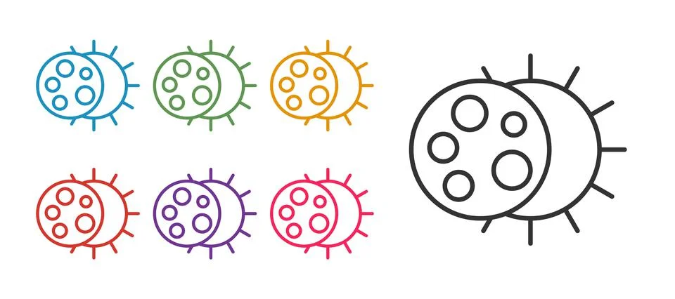 Set line Eclipse of the sun icon isolated on white background. Total sonar Ilustração Stock