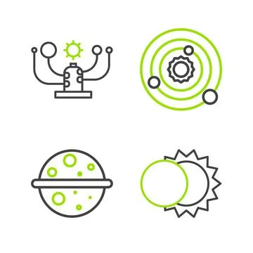 Set line Eclipse of the sun, Planet Venus, Solar system and icon. Vector 스톡 일러스트