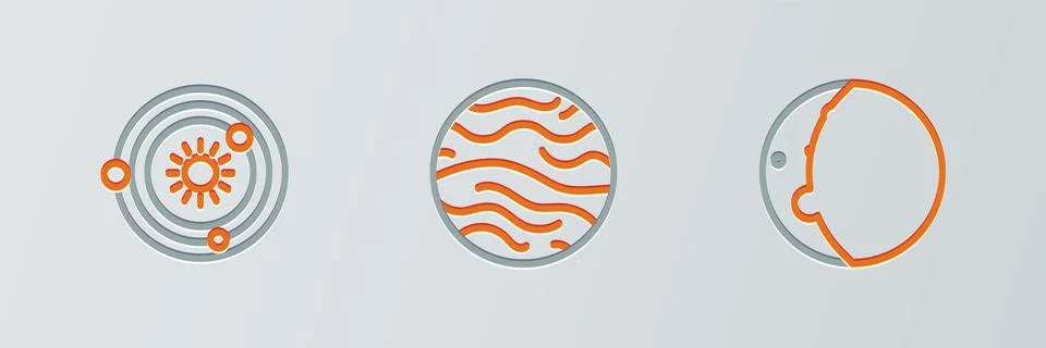 Set line Eclipse of the sun, Solar system and Planet Venus icon. Vector 스톡 일러스트