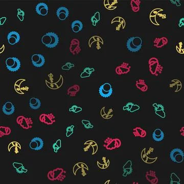 Set line Eclipse of the sun, Sun and cloud weather, Moon icon and Cloud with Ilustração Stock