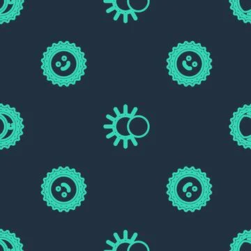 Set line Eclipse of the sun, Sun and on seamless pattern. Vector 스톡 일러스트