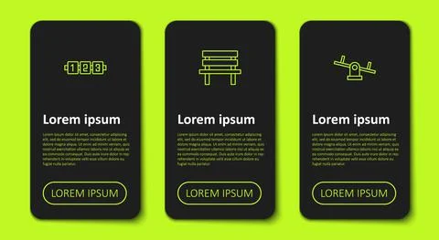 Set line Education logic game, Bench and Seesaw. Business infographic template Stock-Illustration