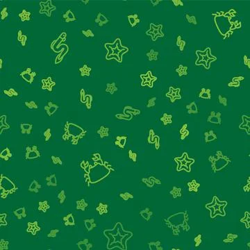 Set line Eel fish, Crab and Starfish on seamless pattern. Vector Stock Illustration
