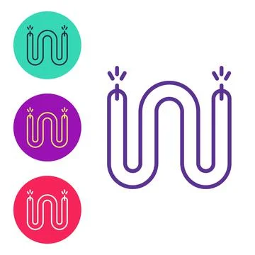 Set line Electric cable icon isolated on white background. Electrical wire. Set Stock Illustration