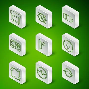 Set line Electric circuit scheme, Fuse, Electrical panel, measuring instruments Illustrazione stock