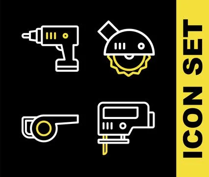 Set line Electric circular saw, jigsaw, Leaf garden blower and cordless Illustration
