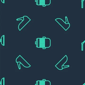 Set line Electric engine, Car handbrake and Windscreen wiper on seamless pattern Stock Illustration
