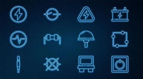 Set line Electric light switch, circuit scheme, High voltage, Resistor elec.. Ilustração Stock