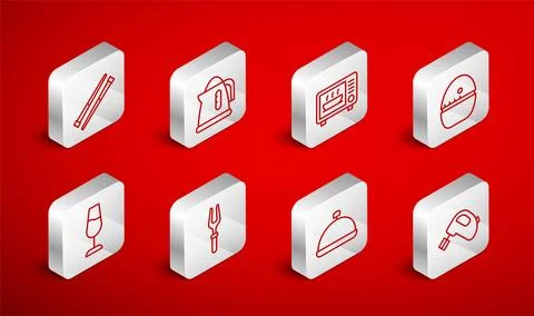 Set line Electric mixer, kettle, Microwave oven, Kitchen timer, Covered wit.. Stock Illustration