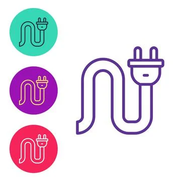 Set line Electric plug icon isolated on white background. Concept of connecti 스톡 일러스트