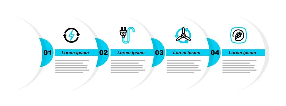 Set line Electric plug, Wind turbine,  and Recharging icon. Vector Stock Illustration