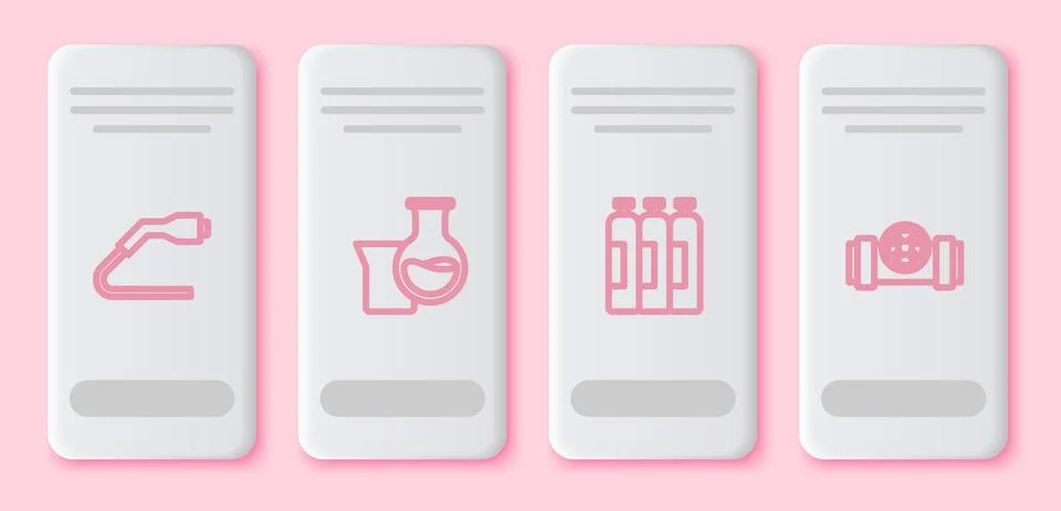 Set line Electrical cable plug charging, Oil petrol test tube, Industrial gas Stock Illustration