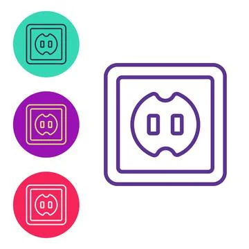 Set line Electrical outlet icon isolated on white background. Power socket. R Stock Illustration