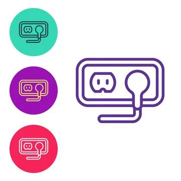 Set line Electrical outlet icon isolated on white background. Power socket. R Stock Illustration