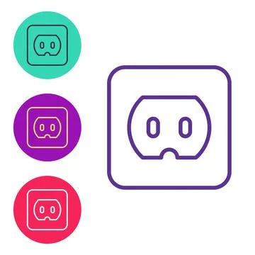 Set line Electrical outlet icon isolated on white background. Power socket. R Stock Illustration