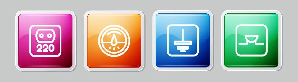 Set line Electrical outlet, meter, symbol ground and Buzzer in electronic Illustrazione stock