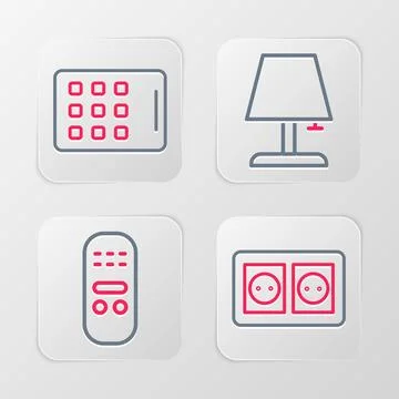 Set line Electrical outlet, Remote control, Table lamp and Graphic tablet i.. イラスト素材