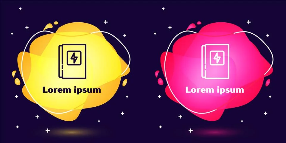 Set line Electrical panel icon isolated on blue background. Abstract banner with Stock Illustration