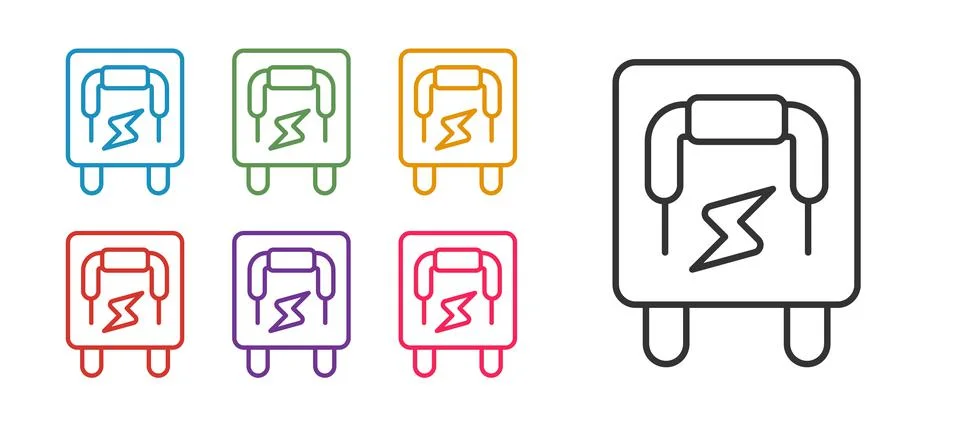 Set line Electrical panel icon isolated on white background. Switch lever. Set Stock Illustration