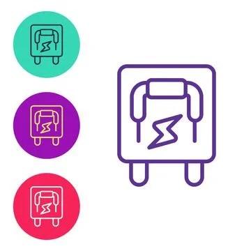 Set line Electrical panel icon isolated on white background. Switch lever. Set Stock Illustration