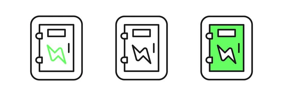 Set line Electrical panel icon isolated on white background.  Vector Stock Illustration