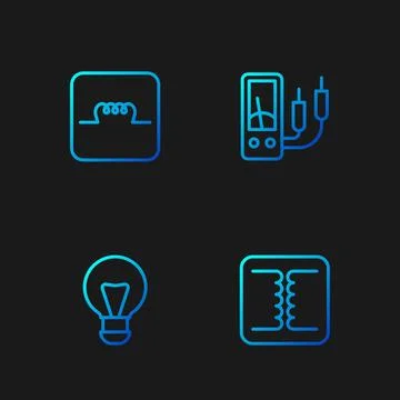 Set line Electrical transformer, Creative lamp light idea, Inductor in Stock Illustration