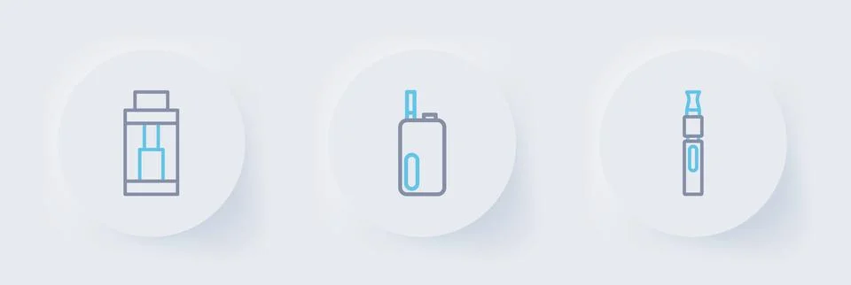 Set line Electronic cigarette,  and Vape mod device icon. Vector Stock Illustration