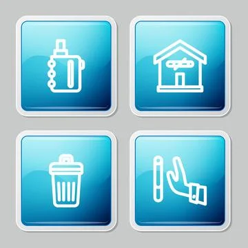 Set line Electronic cigarette, No smoking at home, Trash can and Giving up .. Stock Illustration
