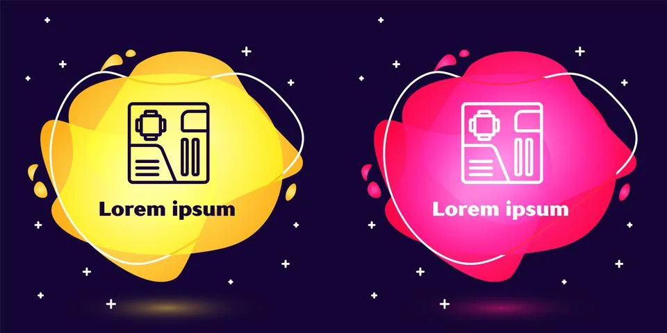 Set line Electronic computer components motherboard digital chip integrated Illustrazione stock